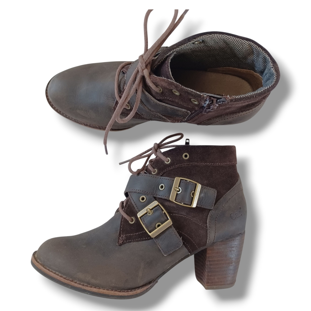 Caterpillar Cat Briony Ankle Boots Brown Leather Suede Waterproof Chunky Size 8